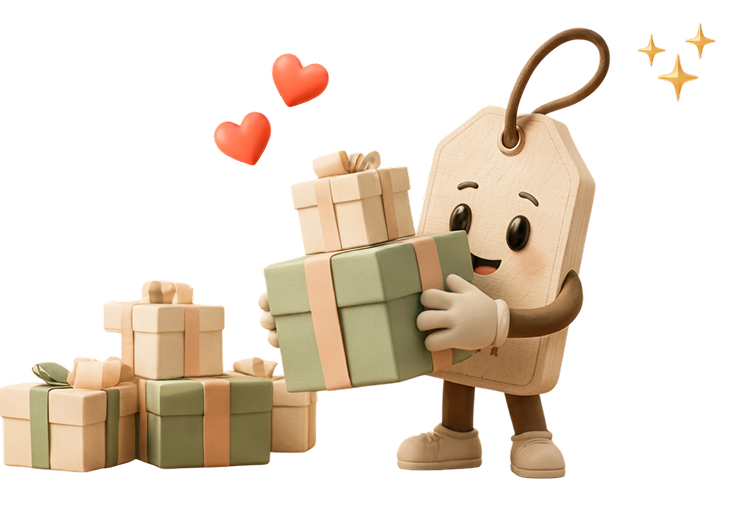 Tag character with gifts